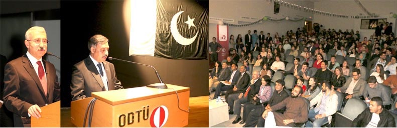 PAKISTANS AMBASSADOR TO TURKEY SOHAIL MAHMOOD AND VICE RECTOR OF METU PROF. DR. NEVZAT ÖZGÜVEN ADDRESSING THE PARTICIPANTS OF RICH PAKISTANI CULTURE SHOWCASED AT NATIONAL DAY CELEBRATIONS IN ANKARA ON MAY 12, 2016.