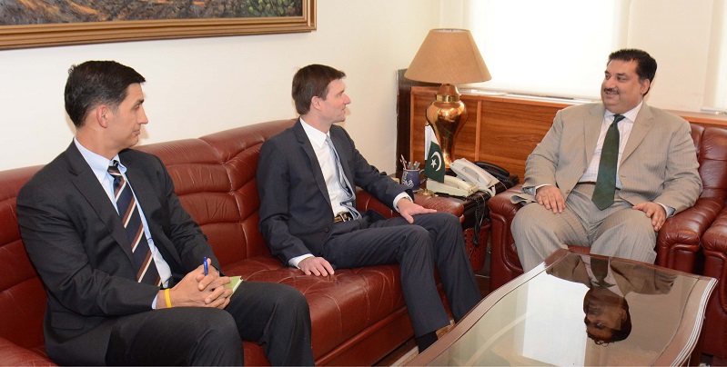 US Ambassador to Pakistan Mr. David Hale called on Minister for Commerce Engr. Khurram Dastgir Khan in Islamabad on May 12, 2016.