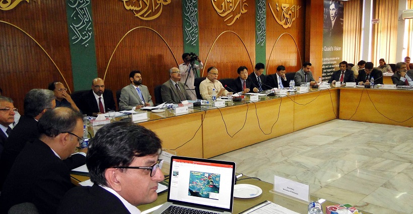 Federal Minister for Planning, Development and Reform Ahsan Iqbal chairing a high-level meeting to review progress on China-Pakistan Economic Corridor (CPEC).