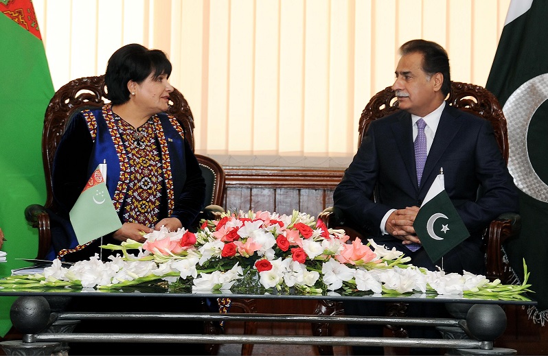 Chairperson of Majlis of Turkmenistan Mrs. Akja Tajiyewna Nurberdiyeva and Sardar Ayaz Sadiq