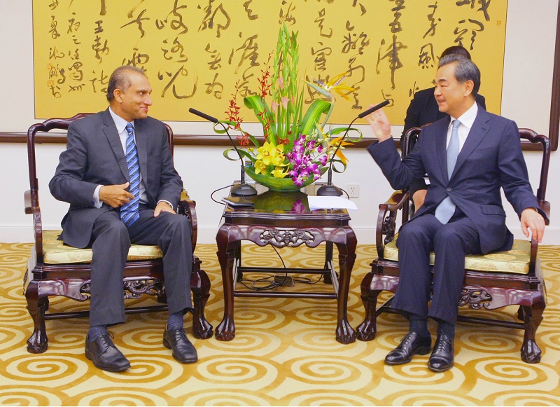 FOREIGN SECRETARY MR. AIZAZ AHMAD CHAUDHRY IN A MEETING WITH CHINESE FOREIGN MINISTER MR. WANG YI IN BEIJING ON AUGUST 23, 2016.