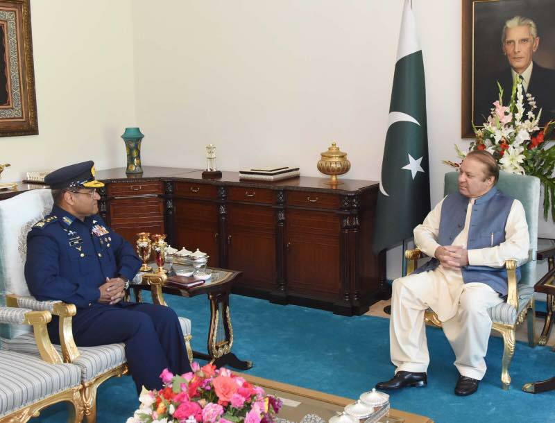 Chief of Air Staff Air Chief Marshal Sohail Aman and Nawaz Sharif