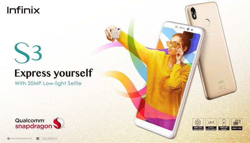 Infinix launches its advanced selfie smartphone S3 exclusively on Goto.com.pk
