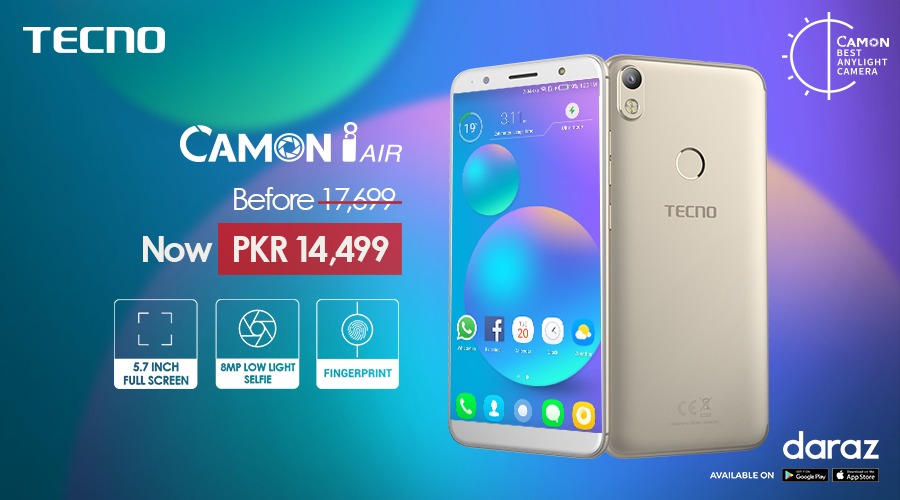 TECNO Camon i Air price slips to Rs 14,499 after TECNO-Daraz partnership