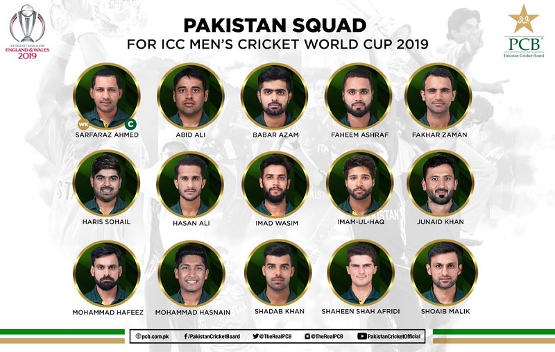 Pakistan announce their Squad for ICC Cricket World Cup 2019; Mohammad Amir out, Mohammad Hasnain in