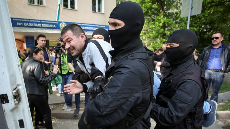 Police arrested demonstrators who were calling boycott for Presidential Election of Kazakhstan