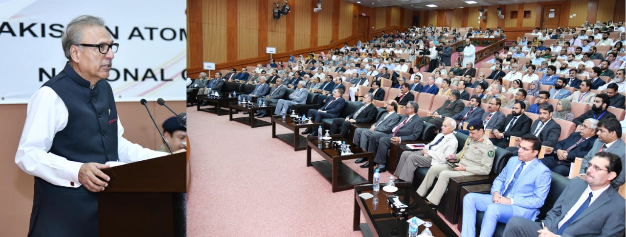 President Dr Arif Alvi addressing the 44th International Nathiagali Summer College on Physics and contemporary needs here at Islamabad on July 15, 2019.