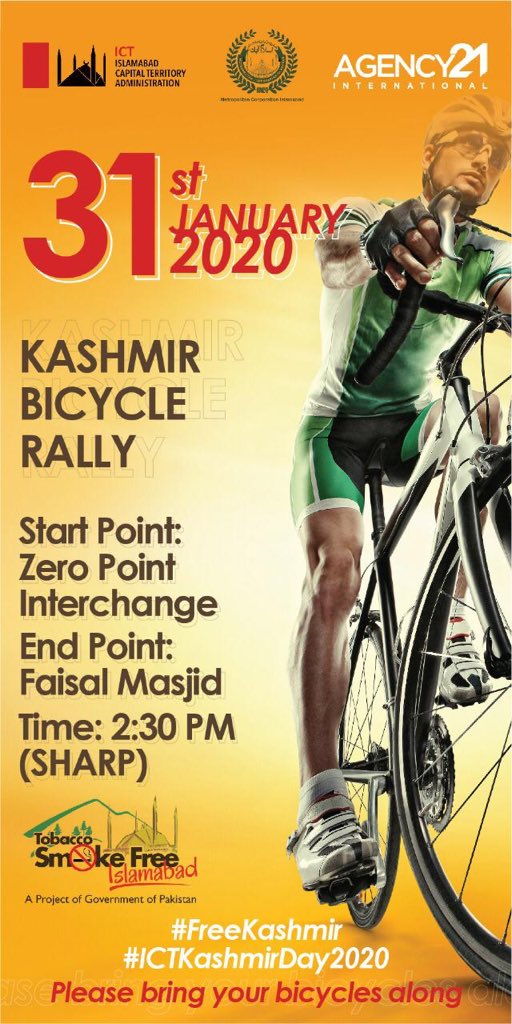 Kashmir Bicycle Rally in Islamabad on January 31