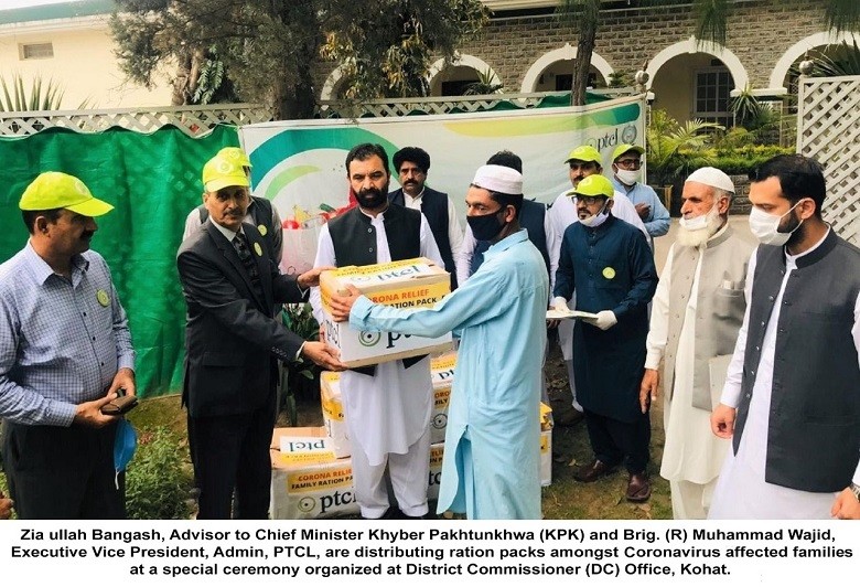 PTCL Ramazan Ration Drive - The Pakistan Telecommunication Company Limited (PTCL) has embarked upon a massive Ramazan ration drive to provide relief for families affected during the Coronavirus pandemic. The ration drive initiative will be covering 25 cities across Pakistan in the coming days. The ration packs for an entire month comprising of essential food items, were distributed amongst a few beneficiary families at a special ceremony organized at District Commissioner (DC) Office, Kohat. The ceremony was attended by senior management from PTCL, along with high-ranking officers of the KP government. Majority of the ration distribution was conducted by the District Administration at the Mohammadzai Union Council of Kohat. This ceremony marks the 1st phase of the ration drive that will continue throughout the month of Ramazan. On the occasion, Zia ullah Bangash, Advisor to Chief Minister Khyber Pakhtunkhwa (KP), said, “We are grateful and much obliged at the support given by PTCL and its staff who have generously contributed to help the nation in these trying times. We appreciate their contribution and efforts at this time in need and I would also like to pay tribute to the services that they are providing to keep the country connected.” Syed Mazhar Hussain, Chief Human Resource Officer, PTCL, said, “PTCL remains at the forefront in supporting the nation during the ongoing pandemic. Our PTCL Razakaar force is committed to serve communities across the country through determination and hard work. I am proud of PTCL employees, who voluntarily donated a portion of their salary to the PTCL Razakaar Trust to support this ration drive. We, as a national company, take pride in being socially responsible by taking proactive measures to help the people of Pakistan.” The Ramazan ration drive aims to help affected families to observe this holy month in its true spirit. The PTCL continues to contribute to the society with its humanitarian activities and stand with people of Pakistan to get through this crisis together.