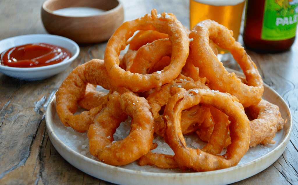 Crispy Onion Rings` Ingredients And Recipe  Ramadan is all about having a good time with friends and family while enjoying scrumptious treats at Iftar. However, when it comes to the choice of the food to be included in the Iftar menu daily, everyone has a different taste and list of wishes. Some like pasta, and others like to have samosas, fruit chaat, or cutlets, but one thing is sure, no one can resist the absence of crispy Pakoras from the Iftar table. So with a twist in the form of Pakoras, here we have the recipe of crispy onion rings which is easy to make and delicious to eat!  Ingredients  In order to make crispy onion rings, all you need to have is:  Two medium-sized onions All-purpose flour ¾ cup One egg Water (as per requirement) Salt to taste Ice-cold water in a separate bowl Oil to deep fry  For dip sauce, note down the following ingredients:  Mayonnaise 1-3 tablespoons Bar-B-Que Sauce 1 tablespoon Cream 1-2 tablespoons Onion Rings Recipe  Estimated preparation time: 30 Minutes  Follow the steps as described and you will have the best results:  Cut onions in slices and separate each of the rings by pressing at the mid-central part of onion slices. Take ice-cold water in a bowl and leave the onion rings in it for 10 minutes. It will help in making the onion rings crispy. In a separate bowl, beat an egg and add salt to taste. Now add all-purpose flour to the egg and beat well till it gets smooth. If the mixture looks dry, add some water to make it creamy so that it can stick well on the rings. For onion rings, strain out the water after 10 minutes and sprinkle some all-purpose flour on the rings. Make sure it covers all of the rings properly. Heat the oil in deep frying pan up to medium level. Now dip the onion rings in the batter while properly getting it coated. Fry it deep till it gets golden brown. Repeat the process for all rings. For dip sauce  Dip sauce for onion rings can be made within no time by following these steps:  Take a small bowl and add mayonnaise in it. Add Bar-B-Que Sauce and mix it well. Finally add cream and mix properly. Dip sauce is ready!  Try out this recipe and enjoy this scrumptious treat with your family!
