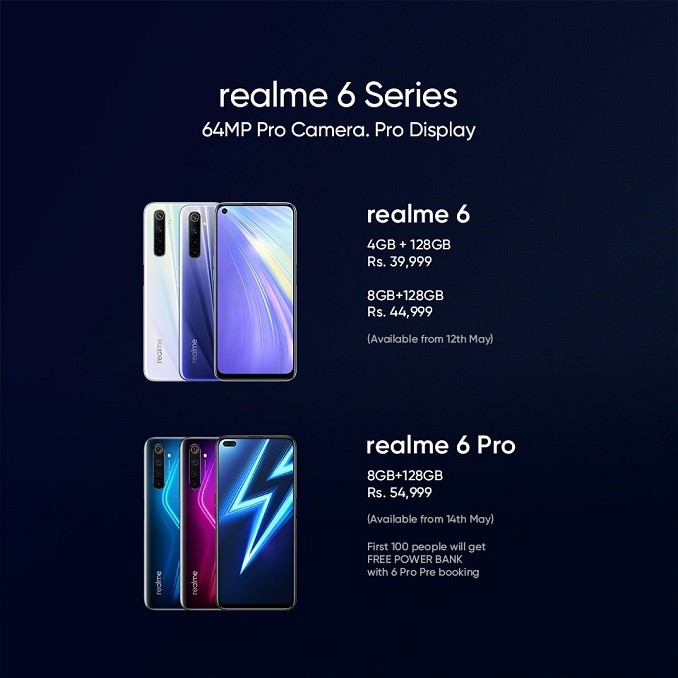 realme 6 and 6 Pro - realme Pakistan upped its game in the affordable smartphone segment by introducing two new models of realme 6 Series at their online launch event on their Official Facebook page.  Both realme 6 and the realme 6 Pro are two smartphones with Rs 39, 999 & Rs 54,999 price tag to launch with a 90Hz punch-hole display panel.  The new smartphone series, which includes the realme 6 and realme 6 Pro, offers 64MP Quad rear cameras.  Where the realme 6 comes with a MediaTek SoC G90, the realme 6 Pro include a Qualcomm Snapdragon 720G chip. Both devices support 30 W quick charging with VOOC adapter in the box. realme 6 “Pro Camera Pro Display” This is the first realme smartphone with Mediatek’s gaming-oriented G90T chipset. The 12nm platform brings an octa-core CPU with two 2.05GHz Cortex A76 big cores and six 2GHz Cortex-A55 power efficient cores, Mali-G76 MC4 GPU and is coupled with either 4GB, or 8GB RAM. The realme 6 packs a 6.5” LCD, with resolution FullHD+ and it comes with 90Hz refresh rate. It has Gorilla Glass 3 on top and a punch hole for 16MP F/2.0 selfie camera with relatively large 1/3.1" sensor. There are four snappers on the back - 64MP main one with Samsung ISOCELL Bright GW1 sensor, 8MP f/2.3 ultrawide unit, 2MP dedicated macro shooter and a 2MP B&W auxiliary unit for enhancing the portrait shots. On the inside, there is also a 4,300 mAh battery that could be charged in one hour with the 30W charger in the box. There are two versions on offer - 4/128 GB for Rs 39,999 and 8/128 GB priced at Rs 44,999 which will be available in two beautiful Comet Blue and Comet White colors.  realme 6 Pro “6 Camera Pro Display” realme 6 Pro rocks the brand new Snapdragon 720G chipset. Built on an 8nm process it has a 2.3GHz octa-core Kryo 465 CPU, an Adreno 618 GPU and 8GB RAM. The realme 6 Pro sports a 6.6” LCD with 90Hz refresh rate and FullHD+ resolution, which has a dual punch hole that hosts two selfie cameras. Those include a 16MP f/2.0 Sony IMX471 module and an 8MP ultrawide snapper with 105-degree field of view. The setup on the back is also impressive - the main 64MP camera is accompanied by a 12MP f/2.5 telephoto shooter, an 8MP ultrawide angle snapper, and 2MP macro lens. The realme 6 Pro supports UIS and UIS Max Video Stabilization. The battery of the realme 6 Pro is the same as its vanilla sibling - 4,300mAh cell with support for 30W fast charging. The realme 6 Pro with two exciting Lightning Blue and Lightning Red colors is priced at Rs 54,999 for the 8/128GB version.