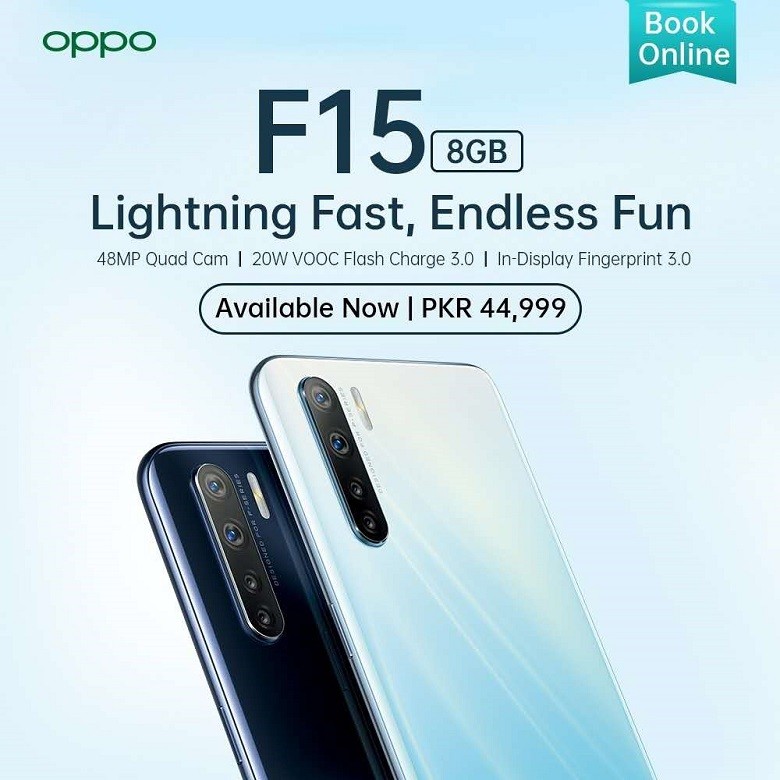 OPPO F15 - OPPO is back with its F series, launching OPPO F15 following the lightning-fast, endless fun theme. With its latest online purchase feature, OPPO is giving a perfect window to consumers to book the smartphone online in the comfort of their homes as a precautionary measure against COVID-19. The OPPO F15 is the latest offering in its mid-range series coming for Rs 44,999 and is furnished with all-round powerful camera experience, battery life, and an advanced screen. Available now, the smartphone comes in two variants Lightning Black, and Unicorn White. The renowned F series, owing to its amalgamation of design, innovation, and technology has always been famous among the youth in its price sector. With eye-catching finishes on F9 or the gradient design of F11 Pro, the F series continuously displayed the trendiest technology to users. OPPO’s F series, known as selfie expert was launched in 2016 and drove the ‘selfie’ trend in the smartphone market. The OPPO F15 is expected to elevate the F series with its fashionable and sleek design. George long, CEO, OPPO PAKISTAN, AED said, “OPPO F15 will introduce a new level of creativity, fun and lightning-fast speed along with its unparalleled stylish design. We aimed to manufacture a smartphone particularly to meet the fast needs of the young consumers who want the maximum out of a smartphone”. The OPPO F15 is equipped with four cameras at the back and a 16MP selfie camera with an F 2.0 aperture in the front. The back camera is of 48MP and is Ultra Wide-Angle Quad cam. The macro lens enables the users to auto-focus on distances as close as 3cm. OPPO F15 facilitates Electronic Image Stabilisation (EIS) with an internal gyroscope in addition to its Anti-shake video feature enabling the users to enjoy the camera like never before. Furnished with upgraded features than its predecessors, OPPO F15 comes with a fingerprint unlock 3.0, which enables the devices to unlock within 0.32 seconds. Famous for its battery life, the latest edition is not an exception to the rule as it comes with a 40000 mAh battery. It's easy to charge on the go because of its VOOC flash charge 3.0 feature. Equipped with an 8GB RAM and 128GB ROM and powered by MediaTek P70, the smartphone provides additional storage through an external 3-card slot, which supports up to 250 GB. It also enhances the gaming experience with its two main features, Touch Boost and Frame Boost, giving users a seamless experience. The new OPPO F15 is expected to set new standards with its design and lightweight, making this smartphone the most fashionable addition to the F series by OPPO. Along with its sleek design, the smartphone will come furnished with a host of features making it a worthy contender in its price segment. 