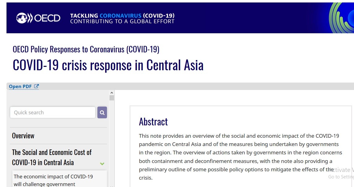 Social and Economic Cost of COVID-19 in Central Asia is quite serious, indicates OECD Report