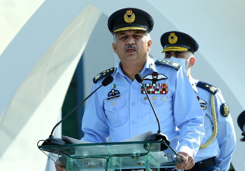 Air Force Day - The Chief of Air Staff Air Chief Marshal Mujahid Anwar Khan has said that Pakistan's valiant armed forces are well versed in protecting our borders and people, and are fully capable of defeating the enemy. While addressing the Martyrs' Day Ceremony held at Air Headquarters in Islamabad on Monday in connection with the Air Force Day, the Air Chief said today, we salute our martyrs and veterans for their determination, courage and spirit of sacrifice and renew our pledge that we will never allow any harm to our sacred homeland. The Air Force Day is annually observed with national zeal on September 7 to commemorate the dexterity and valour of the defenders of air space of the Country against Indian aggression in September 1965 war. Highlighting the current situation in Kashmir, the Air Chief said that we also express our solidarity with the Kashmiri brothers and sisters who have been fighting against oppression and tyranny for seven decades. To pay homage to the martyrs', the Air Chief laid floral wreath at the Martyrs' Monument and offered "Fateha". Earlier in the morning, the Air Officer Commanding Southern Air Command Air Vice Marshal Ghulam Abbas Ghumman laid floral wreath at the grave of Nishan-i-Haider Pilot Officer Rashid Minhas in Karachi behalf of Chief of the Air Staff. Air Vice Marshal Abbas Ghumman also offered Fateha for the Shaheed.