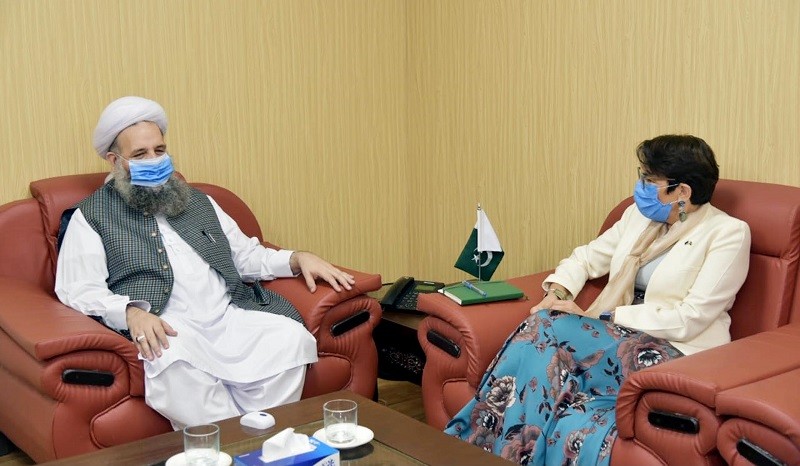 European Union - The European Union Ambassador to Pakistan Androulla Kaminara has said that the European Union is with Pakistan in its efforts to promote interfaith harmony. In a meeting with the Federal Minister for Religious Affairs and Interfaith Harmony Pir Noor-ul-Haq Qadri in Islamabad on Tuesday, the envoy said that the European Union (EU) will always continue to support Pakistan's efforts to promote inter-faith harmony. During the meeting, relations between Pakistan and the European Union, Pakistan's emerging positive image at the international level and matters of mutual interest were discussed.  The EU ambassador said that the recent Coronavirus (COVID-19) epidemic has severely affected all human beings but life is slowly returning to the normal.  The minister thanked the ambassador and said that Pakistan has always been vocal in protecting the rights of minorities around the world.  Pir Noor-ul-Haq Qadri said that Pakistan is prominent in its region in terms of providing freedom and rights to minorities.  The religious affairs minister said that the present government's Kartarpur Corridor project is a prime example of interfaith harmony.  The minister told that recently, a National Minorities Commission has been set up for the protection and welfare of the rights of minorities and for the first time, the Head of Commission has been appointed from the Hindu Community to better represent the minorities.  Pir Noor-ul-Haq Qadri told the delegation that the National Minorities Commission would be further improved through an Act of Parliament while inter-faith harmony committees were being organized at the district level.  The federal minister further said that negative propaganda was being spread against Pakistan on the issue of forced conversion.