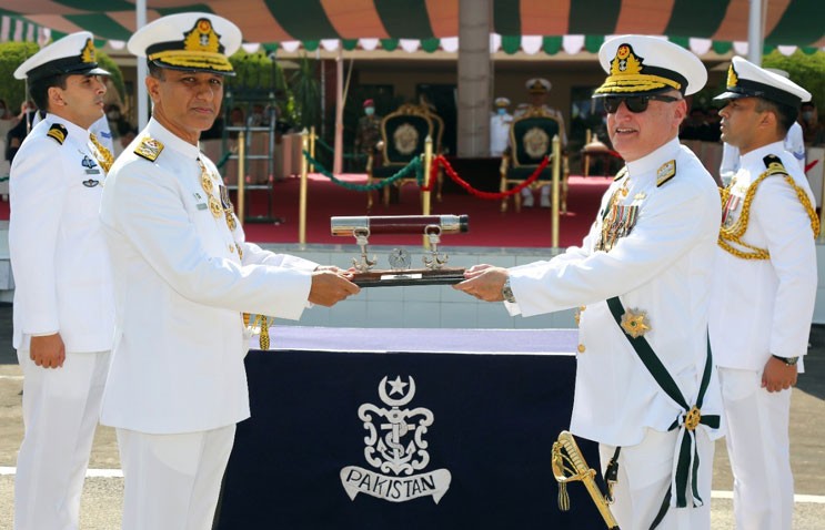 Admiral Muhammad Amjad Khan Niazi has assumed the Charge as the New Naval Chief. The outgoing Naval Chief Admiral Zafar Mahmood Abbasi handed over the Command Scroll to the New Naval Chief at the Change of Command Ceremony at PNS ZAFAR in Islamabad on Wednesday. The New Naval Chief Admiral Amjad Khan Niazi was commissioned in Operations Branch of Pakistan Navy in 1985. He has served on various command and staff posts. Admiral Amjad Khan Niazi is a recipient of Hilal-i-Imtiaz (Military) and Sitara-i-Basalat. In his remark at the Change of Command Ceremony, the outgoing Naval Chief Zafar Mahmood Abbasi said that Admiral Amjad Khan Niazi has a distinguished career and expressed the confidence he will lead Pakistan Navy to new heights. Zafar Mahmood Abbasi said that during his tenure as the Naval Chief, his special emphasis remained on combat readiness and professional competence. While giving a complete overview of the development strategies of Pakistan Navy, the outgoing Naval Chief said these are aligned with the evolving threats and challenges. Zafar Mahmood Abbasi said that a fleet size of 50 plus ships including 20 major ships was envisioned to improve the capabilities of the naval force. The outgoing Naval Chief said that four Chinese Frigates will be inducted in the next few years while four Turkish medium class ships will be inducted between 2023 and 2025. Admiral Zafar Mahmood Abbasi said that Hangor submarine project in collaboration with China is progressing well with four submarines being built in China and four in Pakistan. He said that these submarines will be delivered to Pakistan in the next few years. This project will transform us from a submarine operating Navy to a submarine building Navy, he said. Zafar Mahmood Abbasi said that a major naval base for surface ships is being developed at Gwadar to enhance Pakistan Navy's operational flexibility along our coast. 