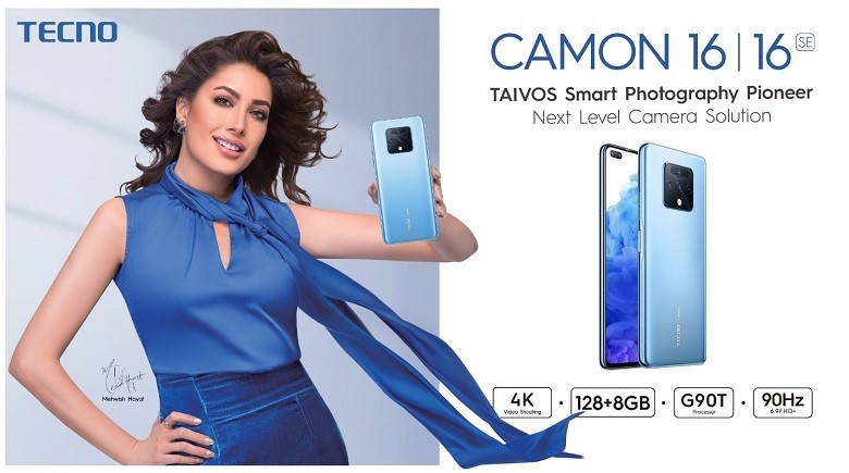 CAMON 16 - TECNO has finally launched the most awaited pioneer photography smartphone CAMON 16 on November 3, 2020, through an online event on various social media platforms, watched by thousands of people. CAMON 16 is equipped with TAIVOS technology, the world's exclusive trademark certification that is TECNO AI Vision Optimization Solution, which pushes the TECNO CAMON 16 camera phone to a new level.  The core photography functions of TAIVOS technology are AI wide-angle selfie dual camera, the beautiful Night Portrait Mode, AI Dark Skin Beauty Portrait Mode, Professional Shooting Anti-Shake Mode, 960 Fps Slow-Motion Mode, and 4k Shooting. CAMON 16 consists of a 48 Mp Rear Quad Camera with 7 Flashlights having a Rear Wide-Angle Of 119-Degree Shooting.  The phone is embedded with a G90T Processor that supports heavy gaming without the phone being stuck, a 4500 mAh battery with 33 W Flash Charge, and 8+128 GB spacious memory. CAMON 16 has a 6.9" FHD Dual Dot-In Display giving a 1080*2460 Screen Resolution and is embedded with a Side Fingerprint. The event was broadcast online on the Tecno Mobile official Facebook page along with other social media platforms unveiling the features of CAMON 16 to the audience. The show is not yet over, TECNO is coming up with the release of a first-ever documentary starring Mehwish Hayat exposing the main features of TAIVOS technology. A fashion/lifestyle vlogger will capture real life with Mehwish Hayat from CAMON 16 and this documentary will be divided into 6 episodes.  TECNO’S innovative campaigns have always created curiosity amongst the fans. Everyone is anxiously waiting for this documentary, which will make TECNO the first smartphone brand in Pakistan to make a documentary with a Phone and the brand will surely touch the sky with the innovative ideas.
