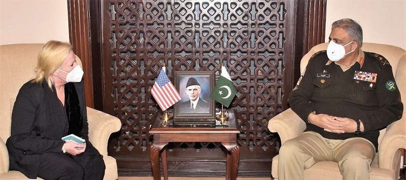 Afghan peace process - The US Charge d’ Affaires to Pakistan Angela Aggeler met the Chief of Army Staff (COAS) General Qamar Javed Bajwa at Pakistan army’s general headquarters in Rawalpindi on Thursday. In a statement, the Inter Services Public Relations (ISPR) said that the two dignitaries discussed matters of mutual interest including regional security situation particularly the Afghan peace process during the meeting. The visiting dignitary appreciated Pakistan’s contributions for conflict prevention in the region and relentless support provided in the Afghan peace process. The dignitary also assured of US continued assistance for the common cause of peace in Afghanistan.