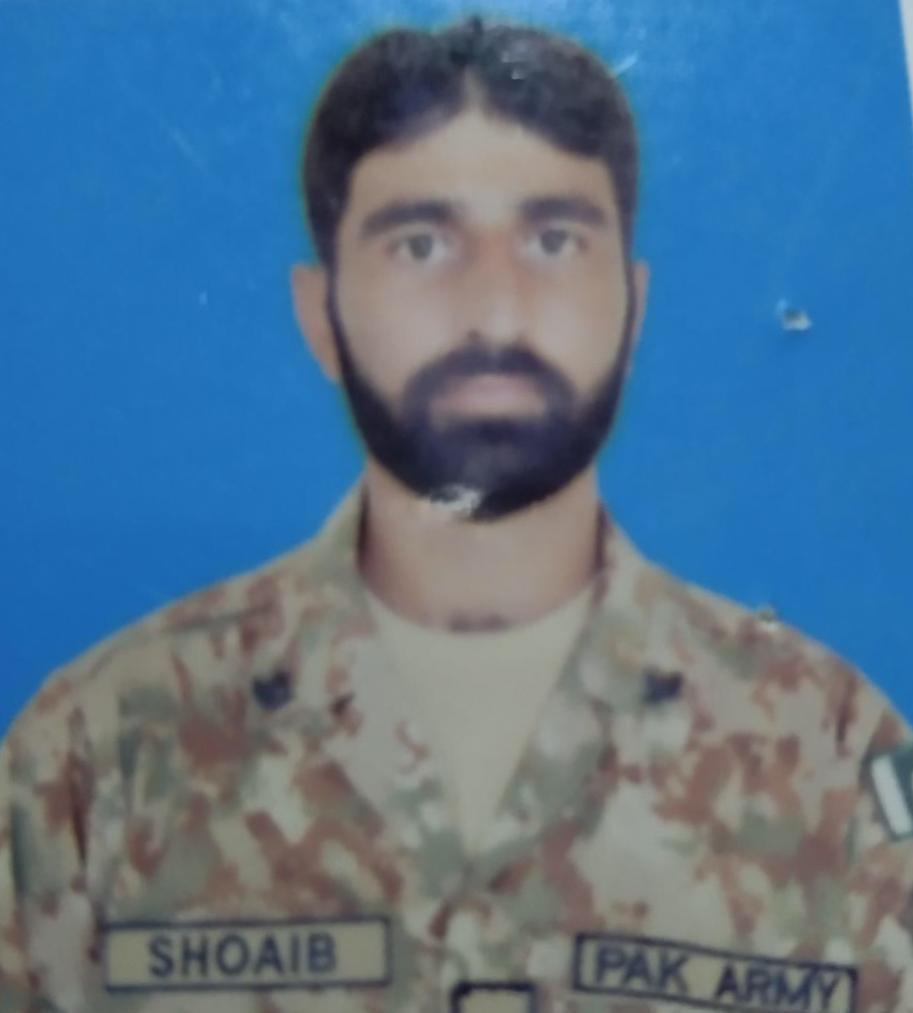 During intense exchange of fire with terrorists, Havaldar Shoaib embraced shahadat.