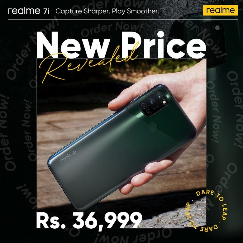 realme 7i price - The fastest-growing smartphone brand realme has dropped the price for its best-selling smartphone realme 7i for its young and trendy fans.  The famous number series successor, realme 7i with 64MP AI Quad camera was released in December 2020.  The price for the phone has immensely dropped from Rs 39,999 to Rs 36,999. The Performance King, realme 7i comes with a high-resolution 64MP AI Quad Camera, a 90 Hz Ultra Smooth Display and a 5000mAh Massive Battery. Due to its trendy design and youth-centric specifications, the phone was a great seller among its young customers.  With an impressive 64MP AI Quad camera, realme 7i was one of the best camera phones in Pakistan. It supports built-in three most popular night filters, Cyberpunk, Flamingo, and Modern Gold to capture nightlife in a stylish way. With the ‘Dare to Leap’ vision, realme focuses on bringing trendsetting designs, improved software, and impressive hardware for enlightening the youth, making their lifestyle more fashionable. After the victory of previous number series models, realme 7i has opened new horizons for the brand. The phone was also accompanied by multiple AIoT and Category N products.  The phone went a great hit when it was released and now with a special discount offer, it is expected to set new records.  The realme fans will be going crazy about the realme 7i being available at only Rs 36,999.  If you haven’t bought the phone yet, do not miss this chance to get your hands on it at exclusive rates. 
