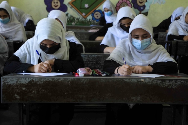 Girls are backed to school after Taliban takeover of the country