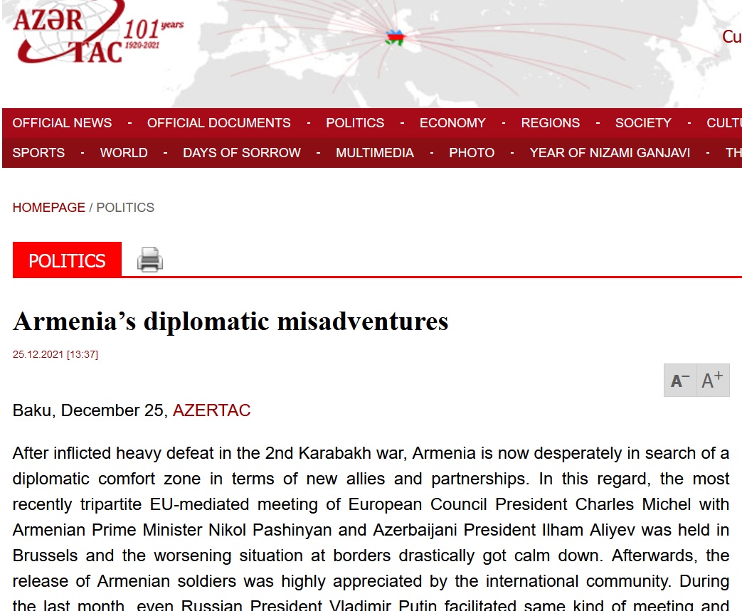 Diplomatic Misadventure of Armenia