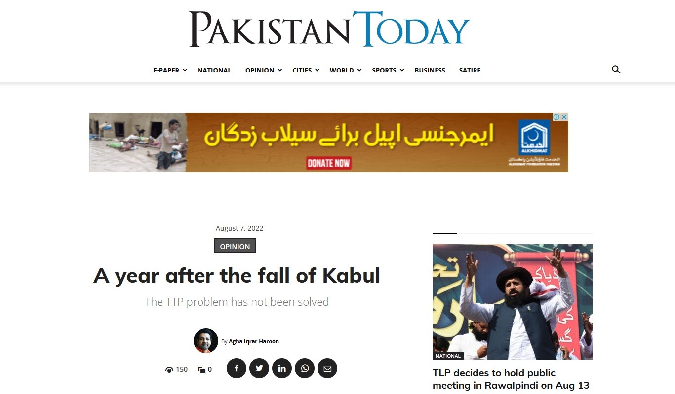 Terrorism reemerging in Pakistan after a year of the Fall of Kabul