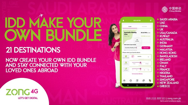 ZONG 4G introduces new countries for customizable IDD “Make Your Own Bundle” 