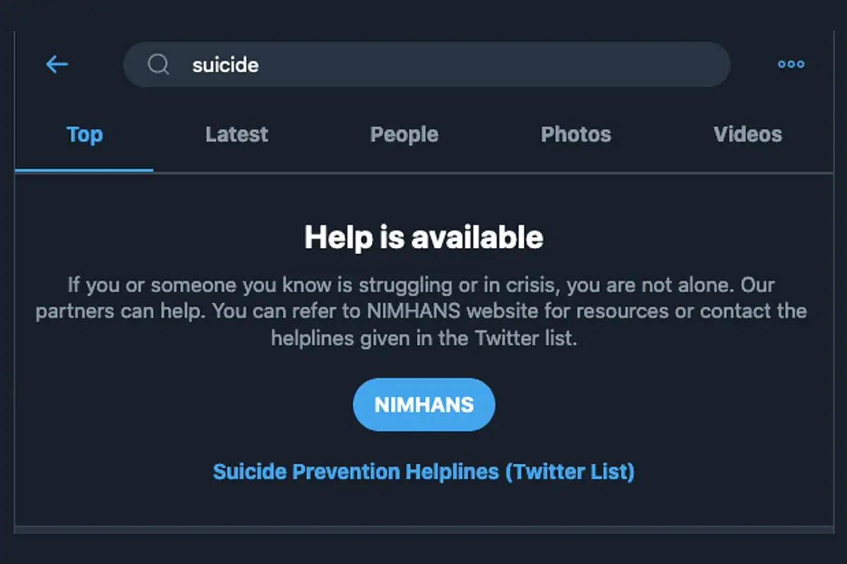 Twitter suicide prevention