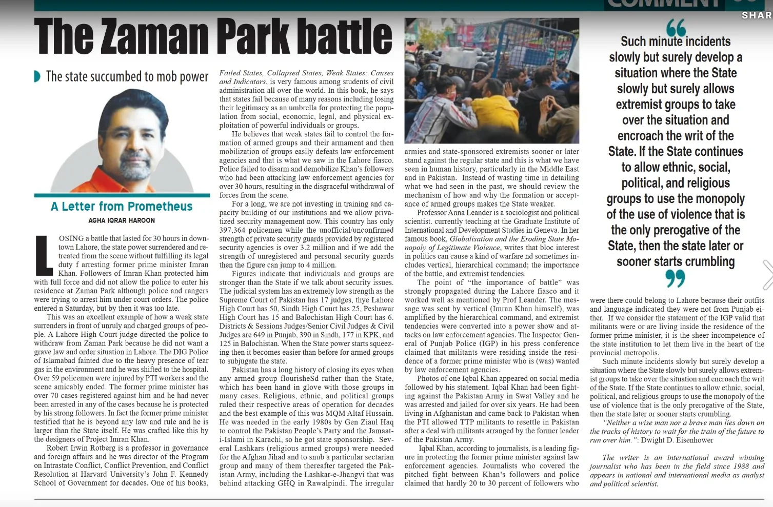 The State of Pakistan and Mob Power in Zaman Park