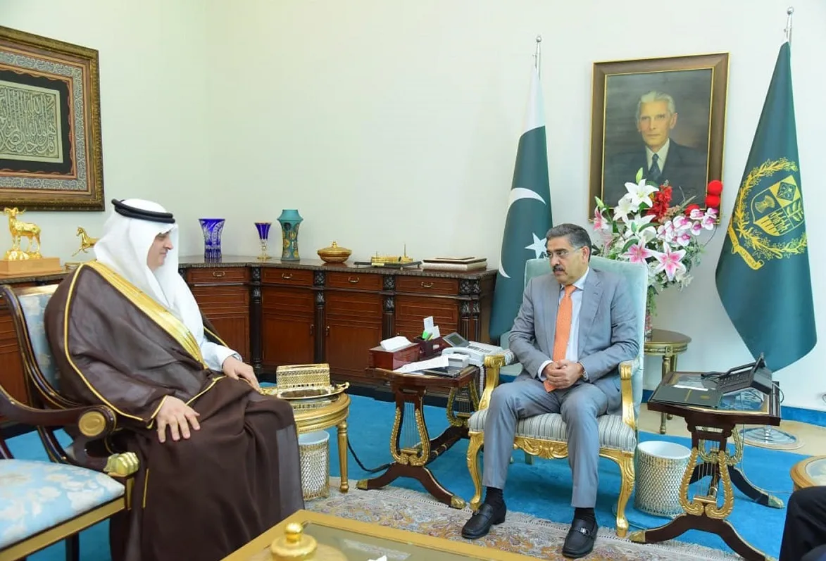 Saudi ambassador meets Anwaar Ul Haq Kakar, felicitates him on becoming Caretaker PM