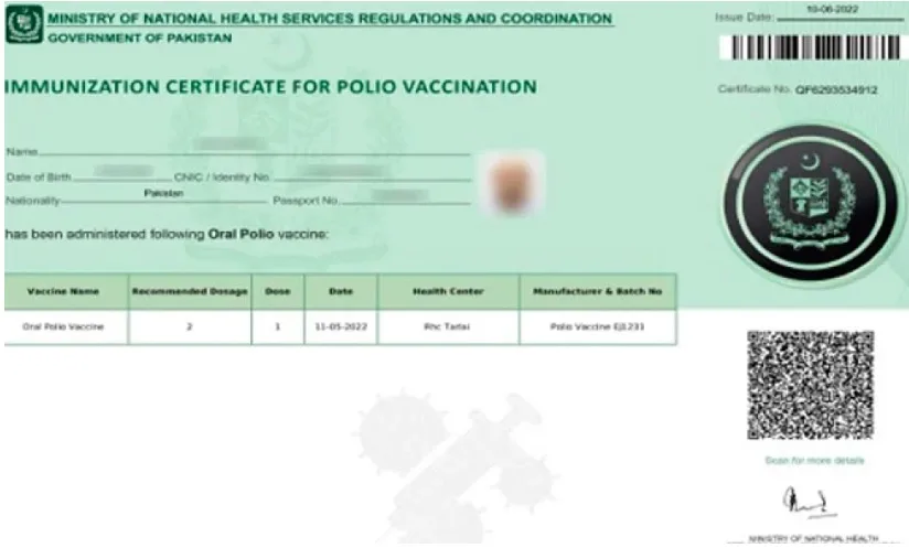 How to get Online Polio Card from Pakistan?
