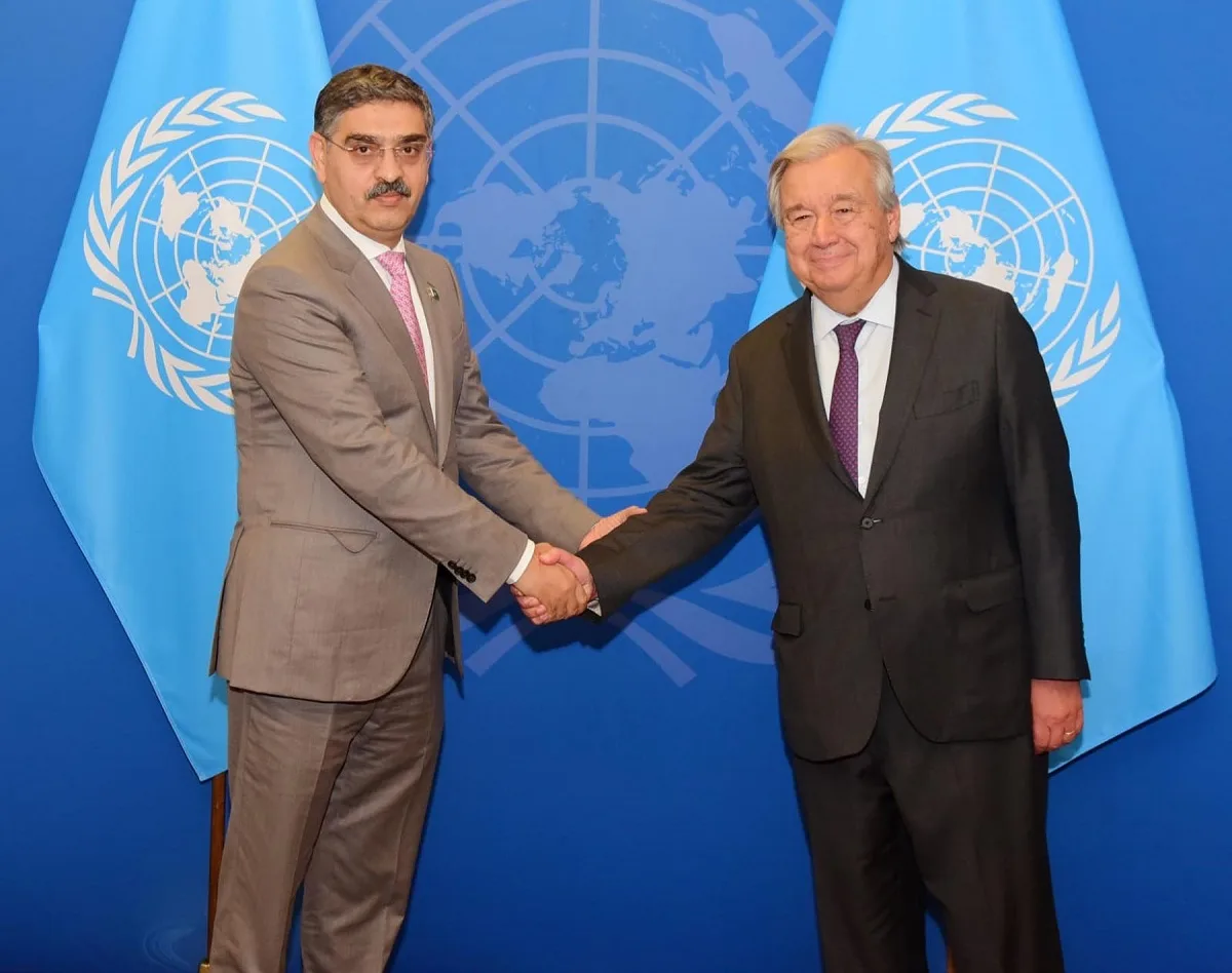 PM Kakar meets UN Security General, thanks him for his unwavering support