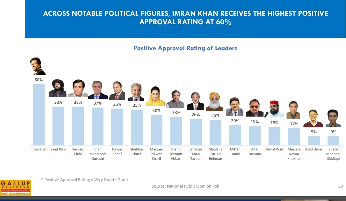 Imran Khan, Pervaiz Elahi & SM Qureshi are more popular than Nawaz Sharif, Shahbaz Sharif & Maryam Nawaz: Gallup Survey