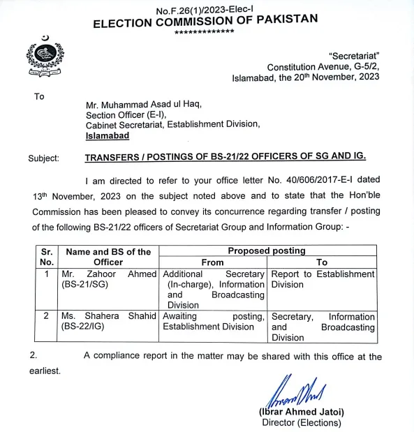 Shahera Shahid posted as Secretary Information and Broadcasting Division