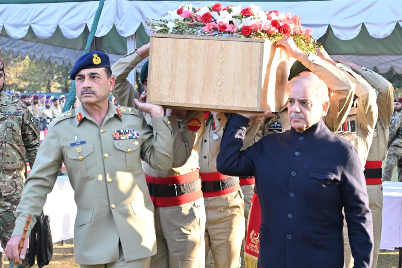 Funeral prayers of martyred Rangers attended by COAS Gen Asim Munir and PM Shehbaz Sharif 