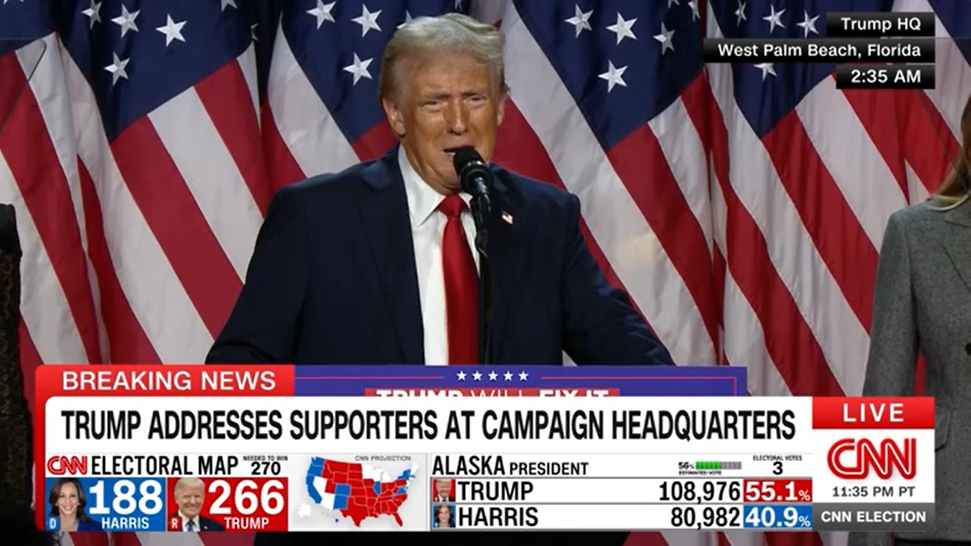 Donald Trump gave a winning speech before the official results