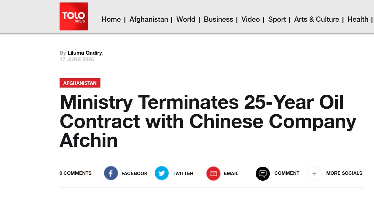 India, US, Russia “coming in” while Chinese “went out” from Afghan oil and gas exploration fields